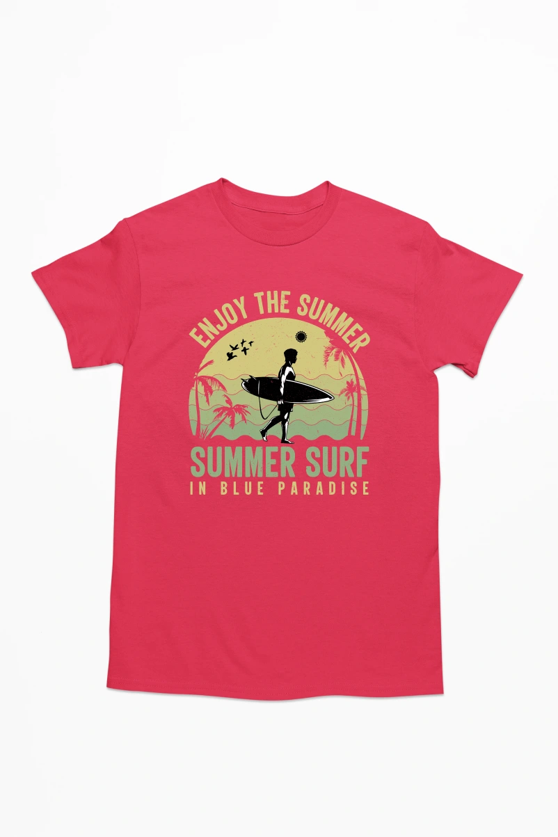 Enjoy the Summer in Blue Paradise Men's Tshirt (Red, S)