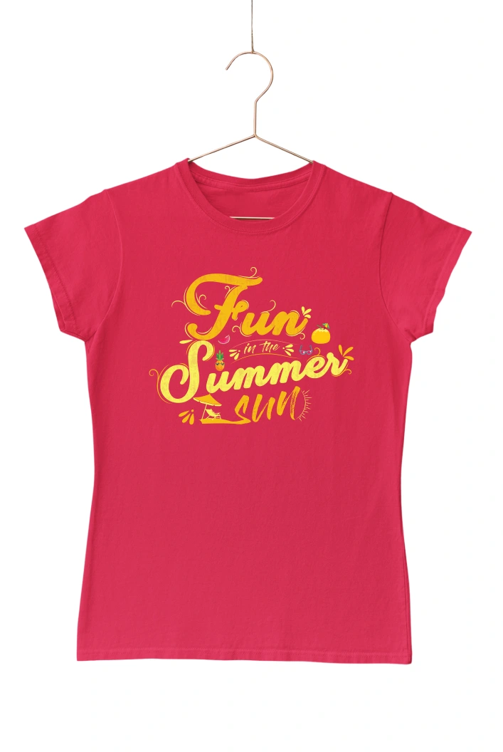 Fun Summer Sun Women's Tshirt (Red, S)