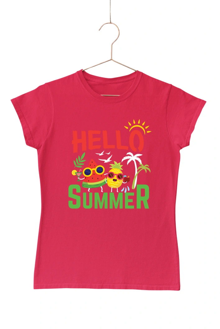 Hello Summer Ver.2 Women's Tshirt (Red, S)
