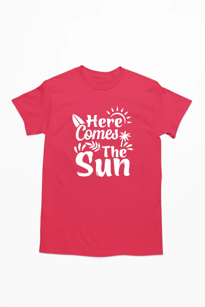 Here Comes the Sun Men's Tshirt (Red, S)