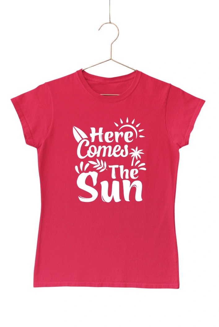 Here Comes the Sun Women's Tshirt (Red, S)