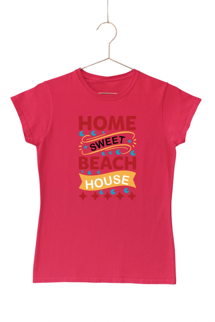 Home Sweet Beach House Women's Tshirt (Red, S)