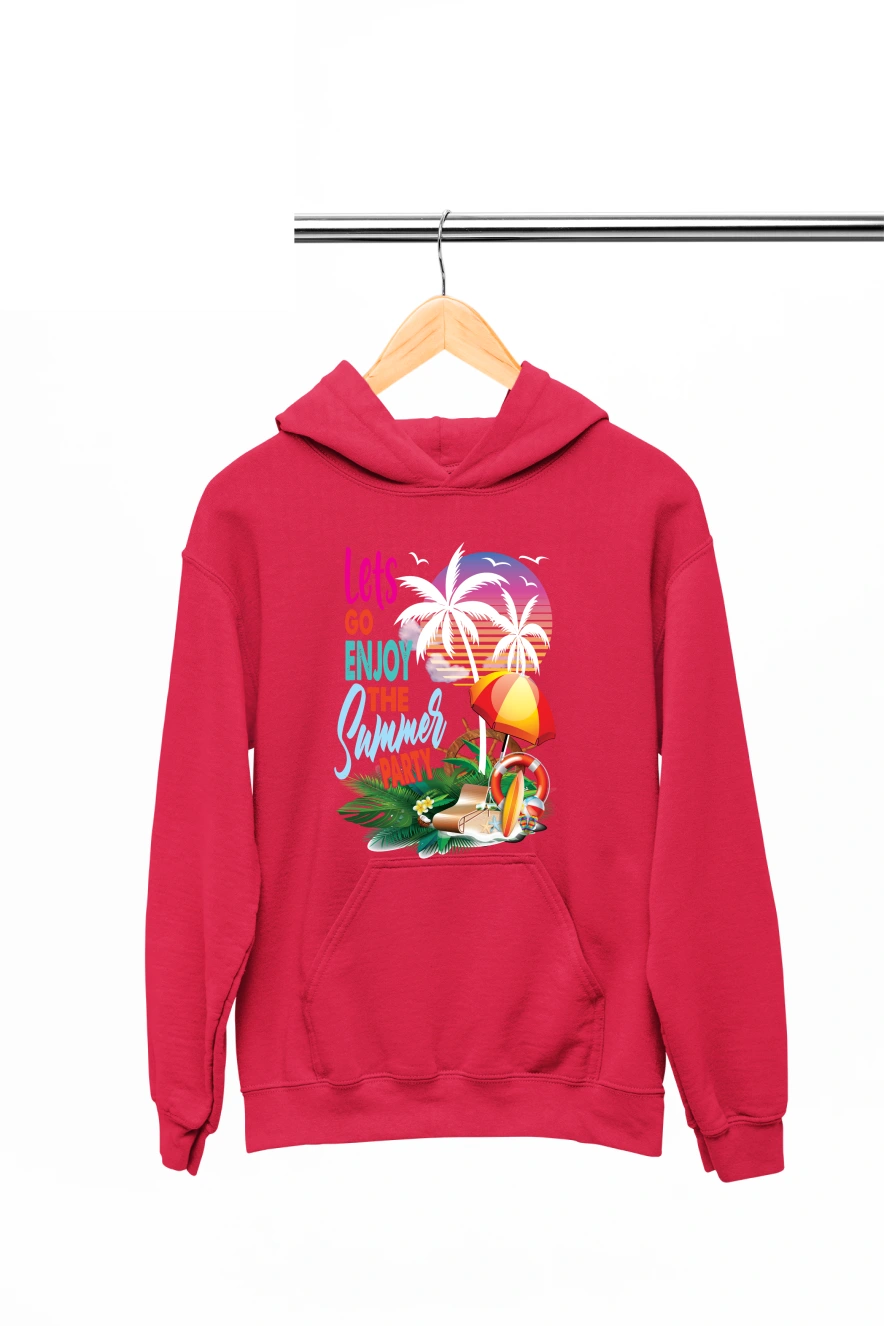 Lets Go Enjoy the Summer Party Hoodie (Red, S)