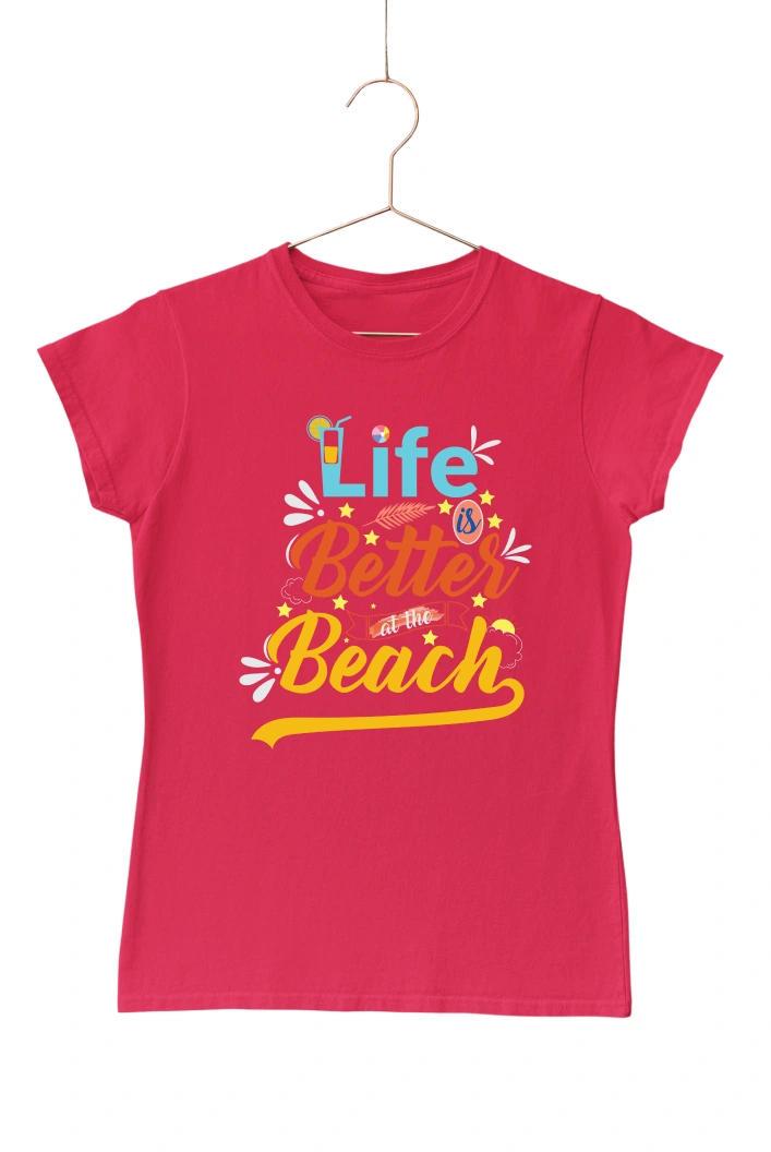 Life is Better at the Beach Ver.2 Women's Tshirt (Red, S)