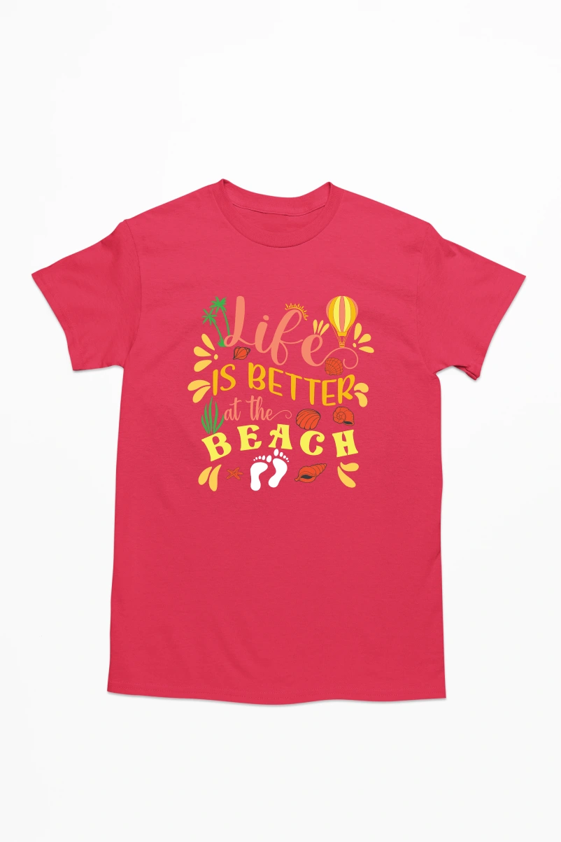 Life is Better at the Beach Men's Tshirt (Red, S)