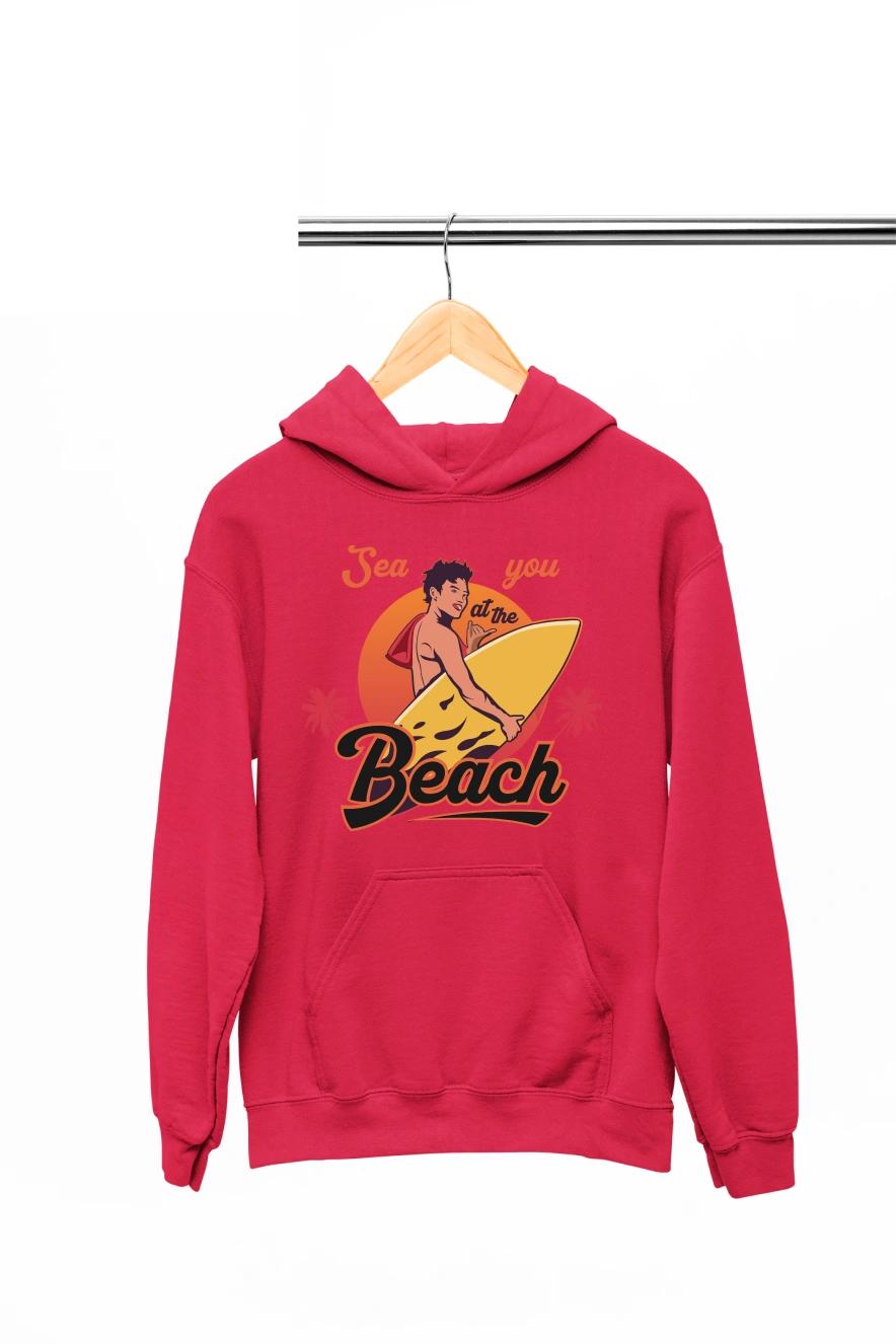 Sea You at the Beach Hoodie (Red, S)