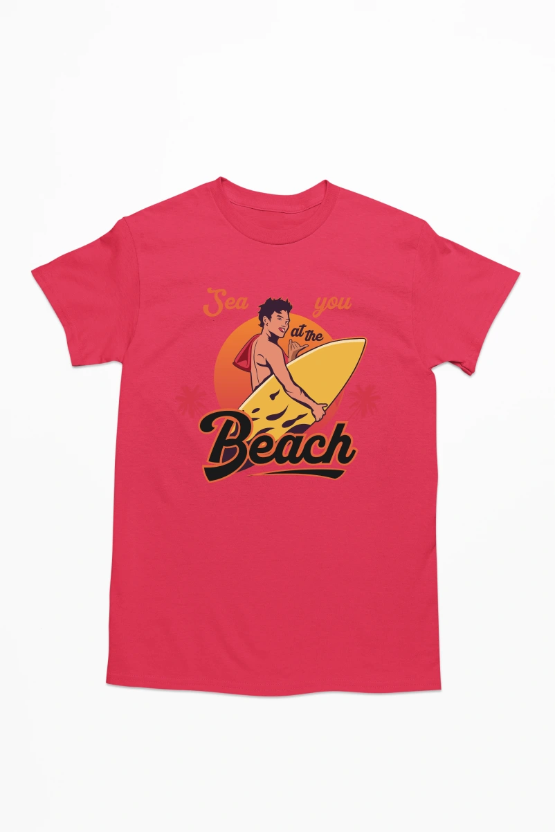 Sea You at the Beach Men's Tshirt (Red, S)