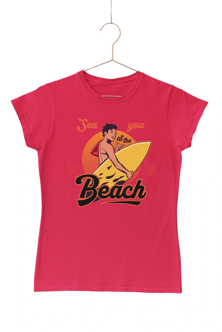 Sea You at the Beach Women's Tshirt (Red, S)