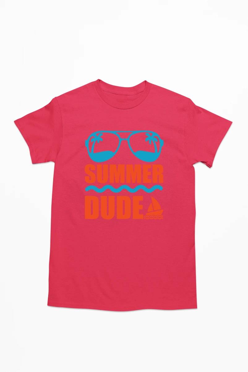 Summer Dude Men's Tshirt (Red, S)
