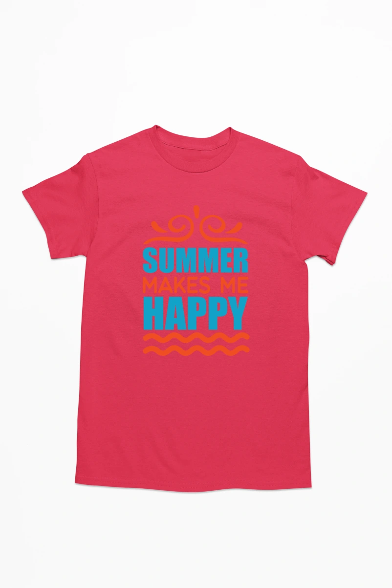 Summer Makes Me Happy Men's Tshirt (Red, S)