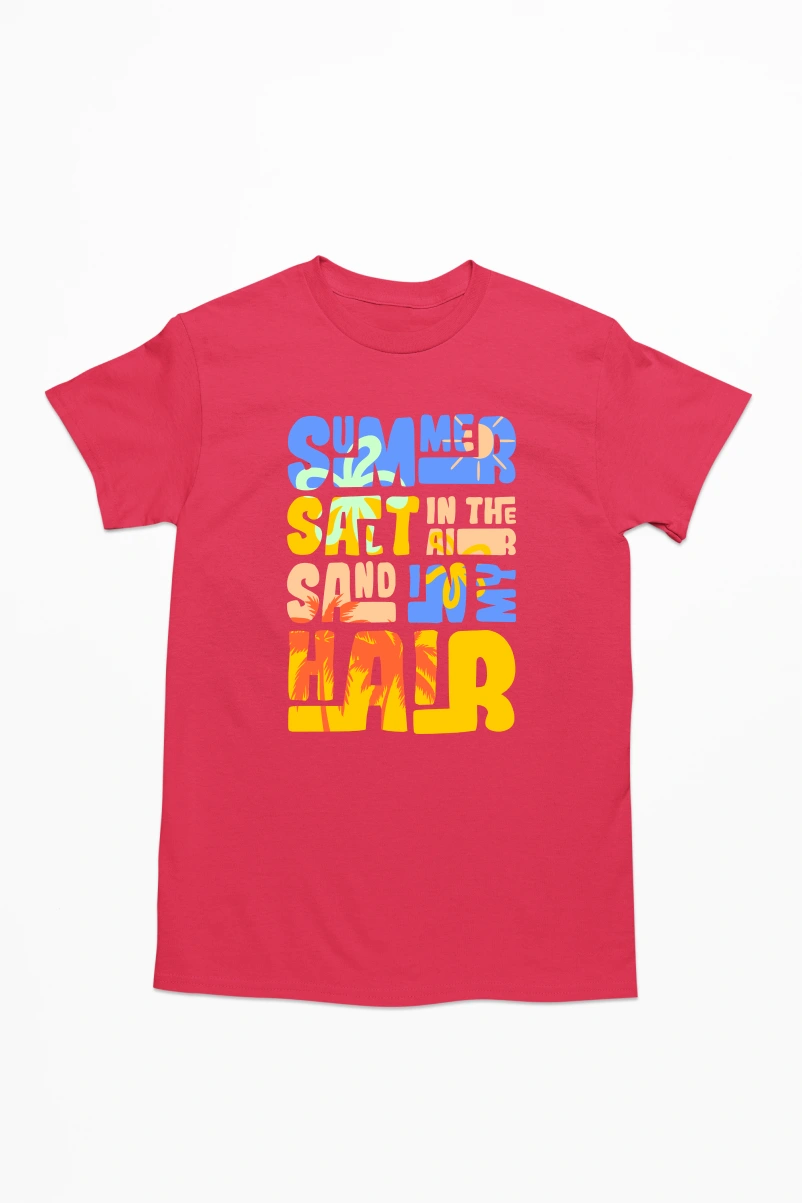 Summer Salt in the Air Sand in my Hair Ver.12 Men's Tshirt (Red, S)