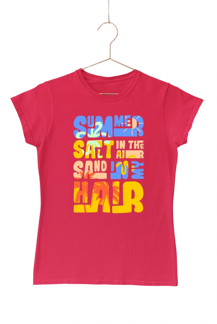 Summer Salt in the Air Sand in my Hair Ver.12 Women's Tshirt (Red, S)