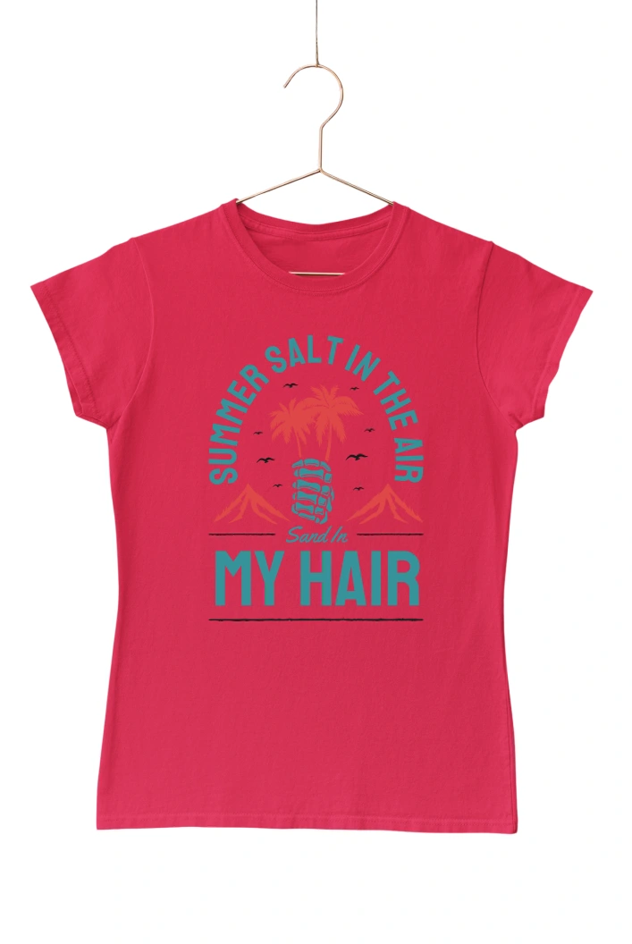 Summer Salt in the Air Sand in my Hair Ver.6 Women's Tshirt (Red, S)