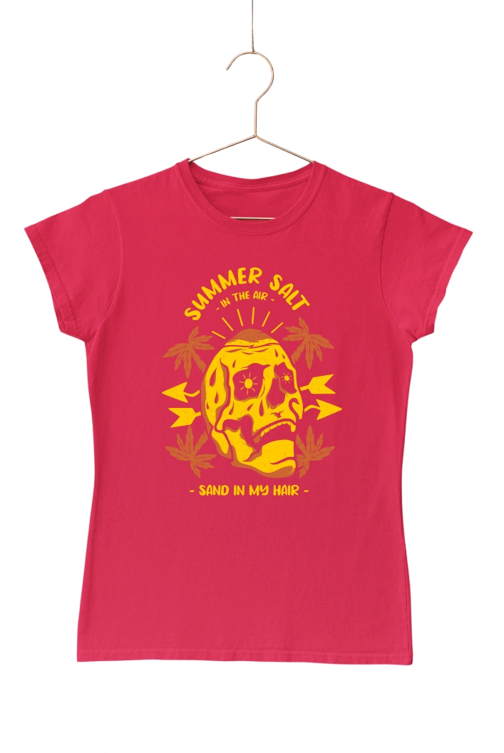 Summer Salt in the Air Sand in my Hair Women's Tshirt (Red, S)