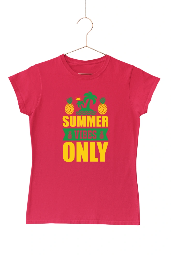Summer Vibes Only Women's Tshirt (Red, S)