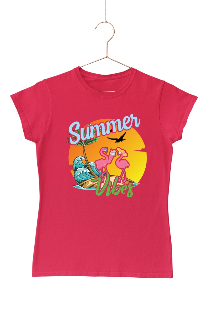 Summer Vibes Women's Tshirt (Red, S)