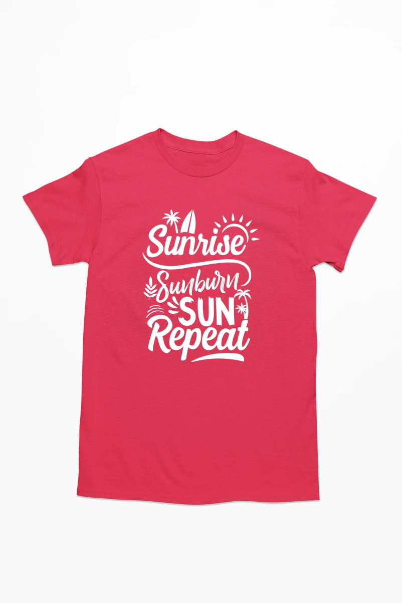 Sunrise Sunburn Sun Reapeat Men's Tshirt (Red, S)