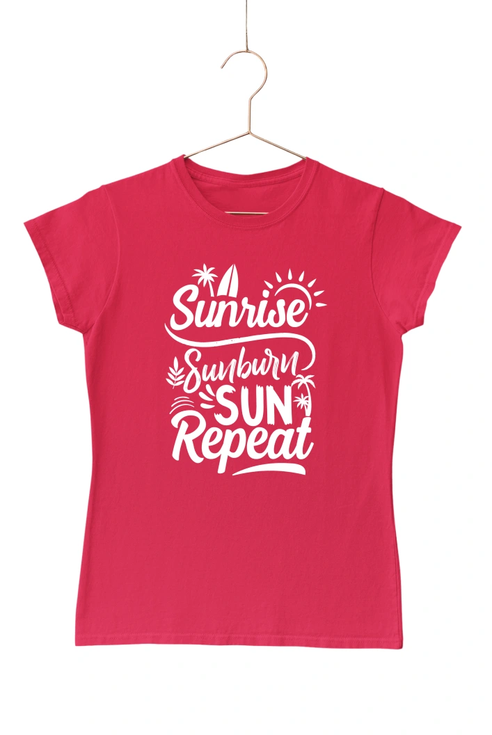 Sunrise Sunburn Sun Reapeat Women's Tshirt (Red, S)
