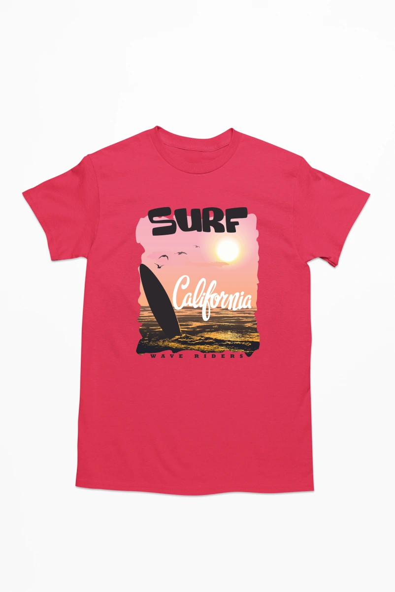 Surf California Men's Tshirt (Red, S)