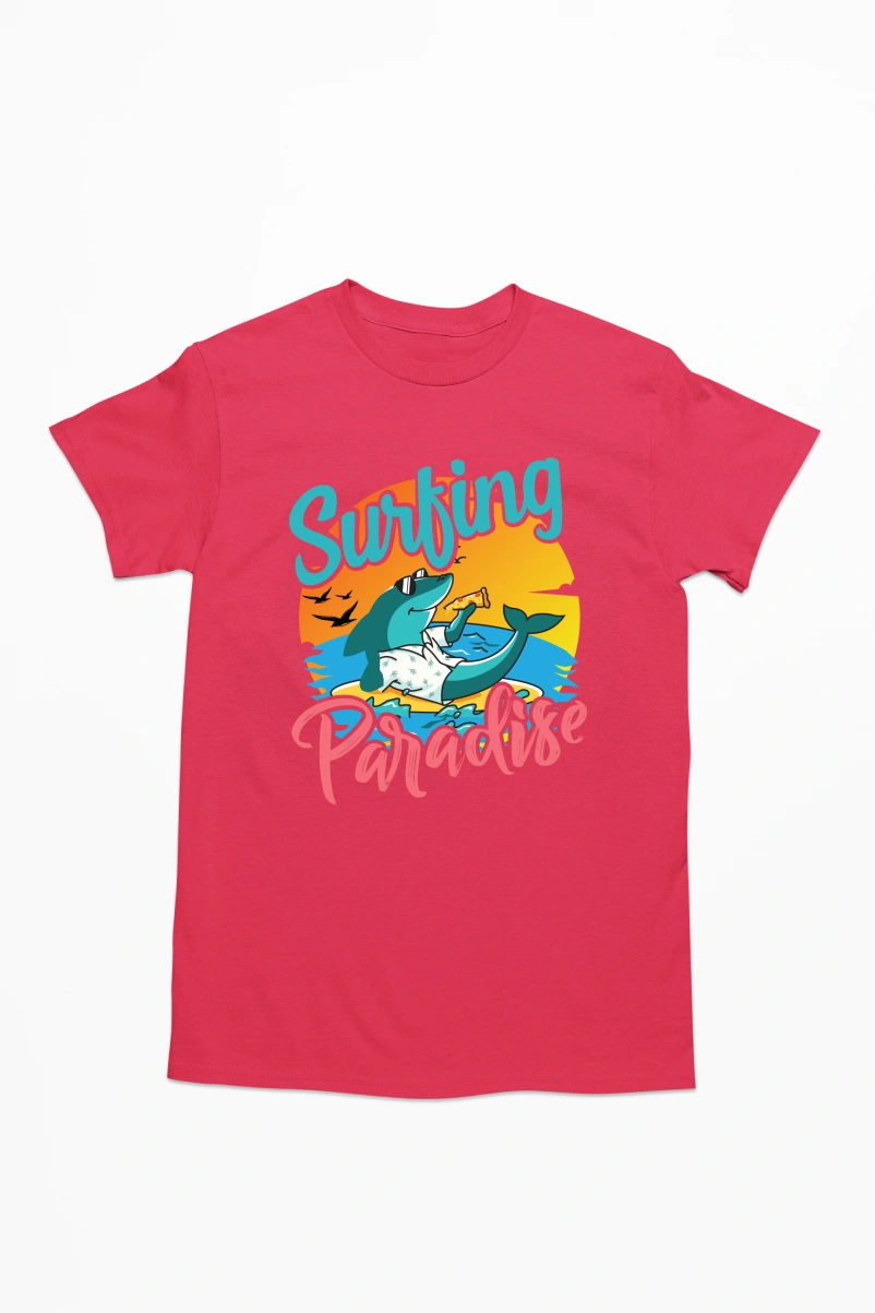 Surfing Paradise Men's Tshirt (Red, S)
