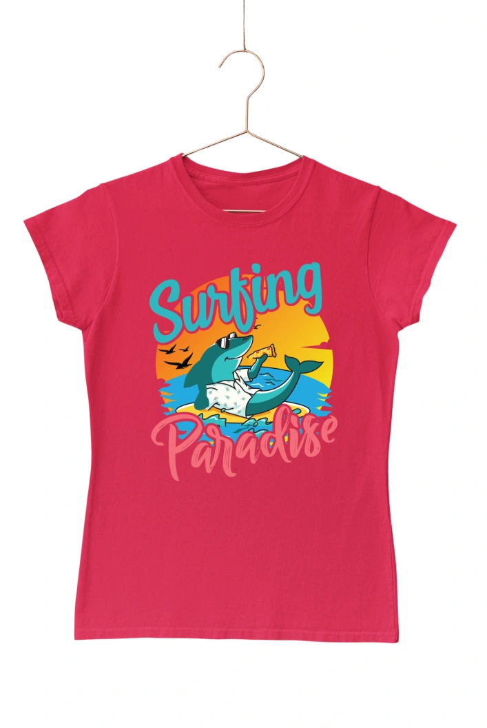 Surfing Paradise Women's Tshirt (Red, S)