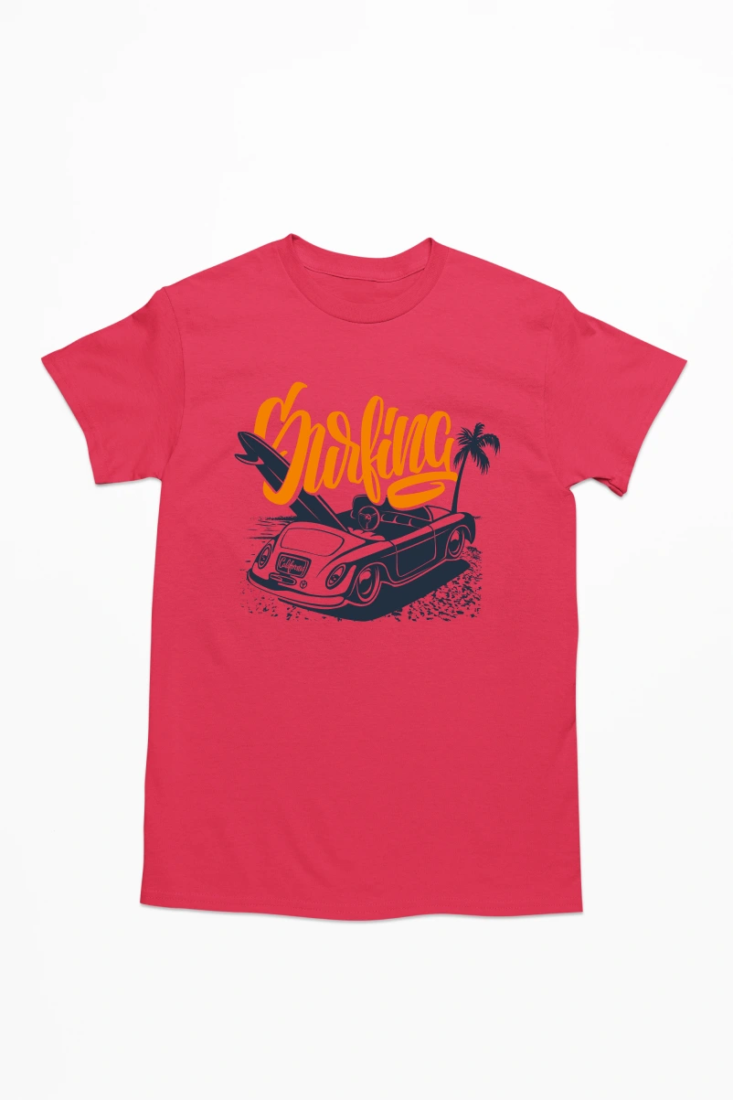 Surfing Men's Tshirt (Red, S)