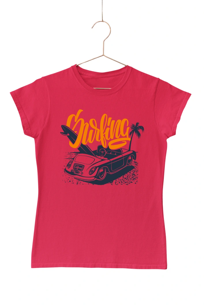 Surfing Women's Tshirt (Red, S)