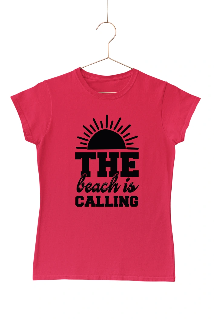 The Beach is Calling Women's Tshirt (Red, S)
