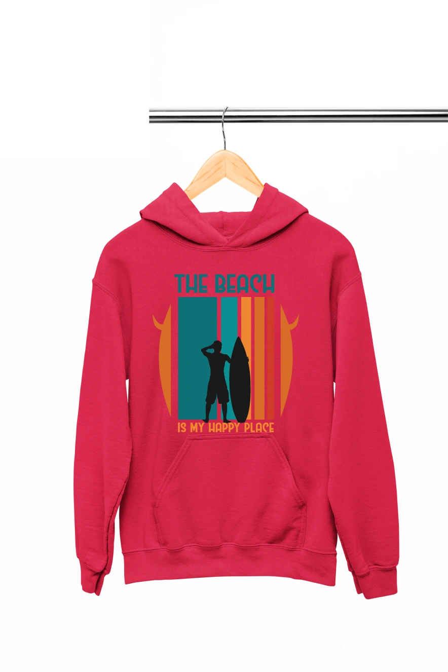 The Beach is my Happy Place Hoodie (Red, S)