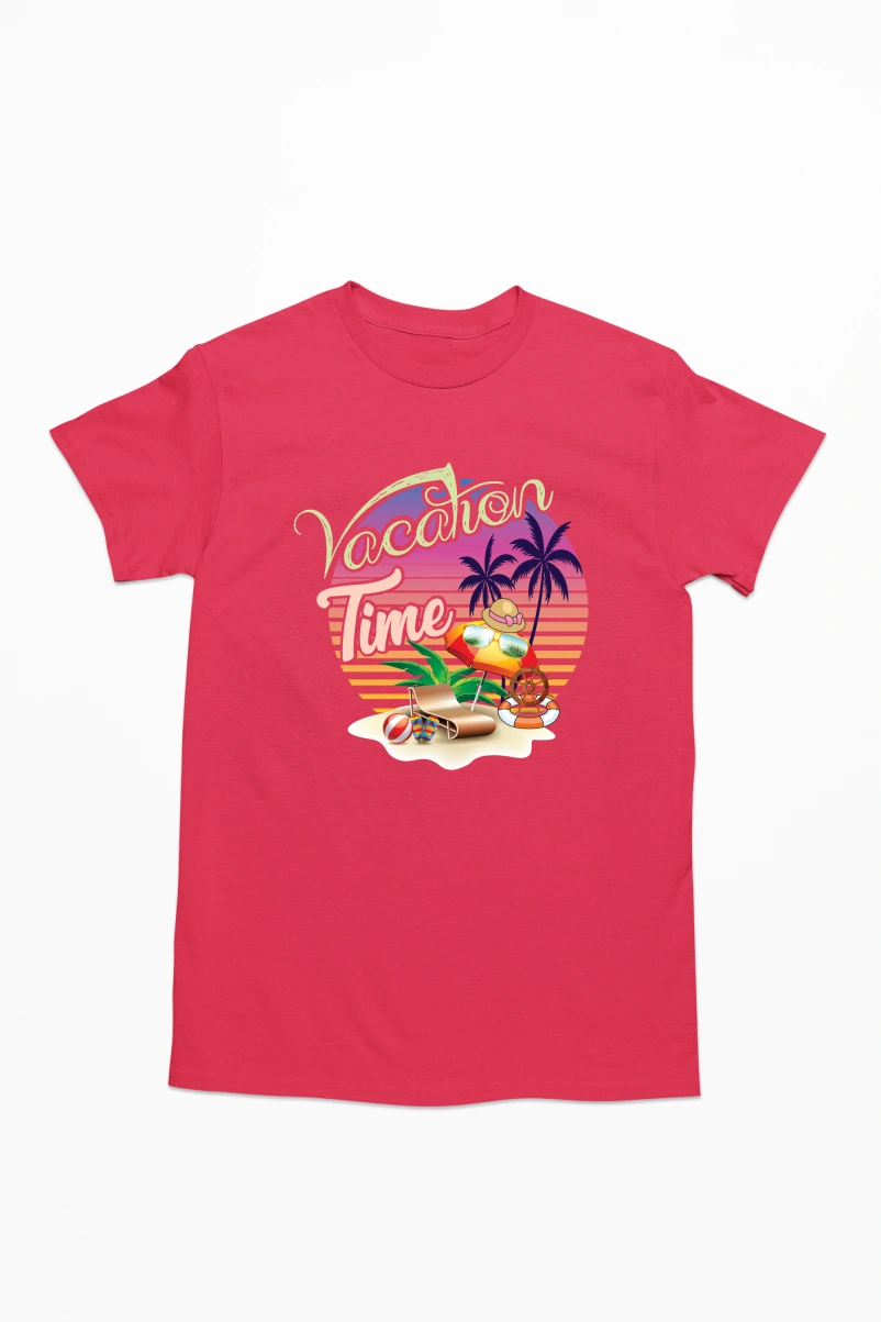 Vacation Time Men's Tshirt (Red, S)