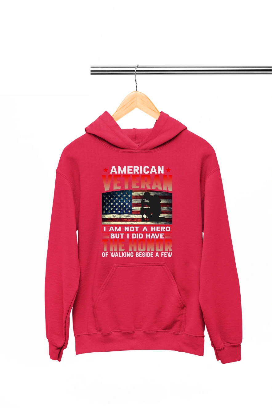 American Veteran I am Not a Hero Hoodie (Red, S)
