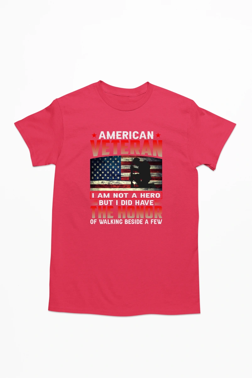 American Veteran I am Not a Hero Men's Tshirt (Red, S)