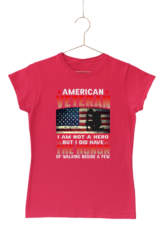 American Veteran I am Not a Hero Women's Tshirt (Red, S)