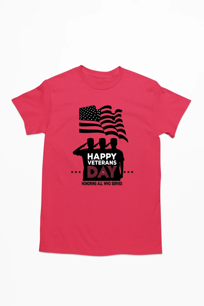 Happy Veterans Day Honoring All Who Served Men's Tshirt (Red, S)