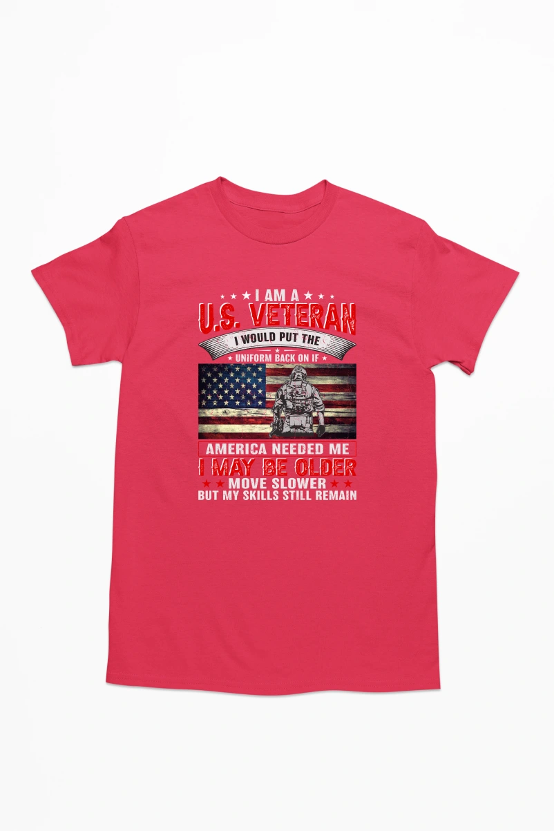I am a US Veteran I Would Put the Uniform Back On Men's Tshirt (Red, S)