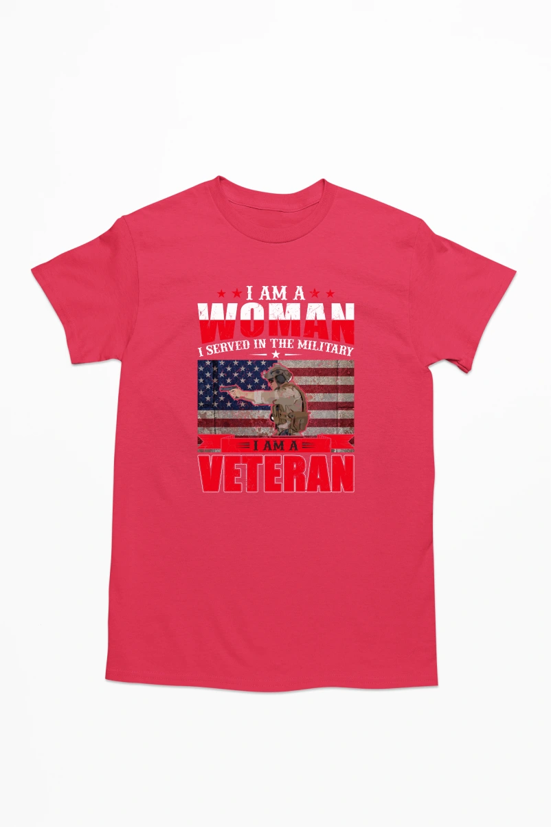 I Am a Woman I Served in the Military Men's Tshirt (Red, S)