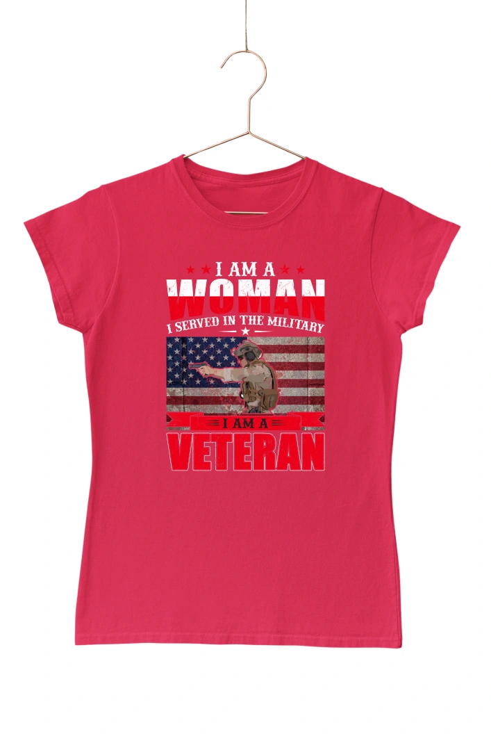 I Am a Woman I Served in the Military Women's Tshirt (Red, S)