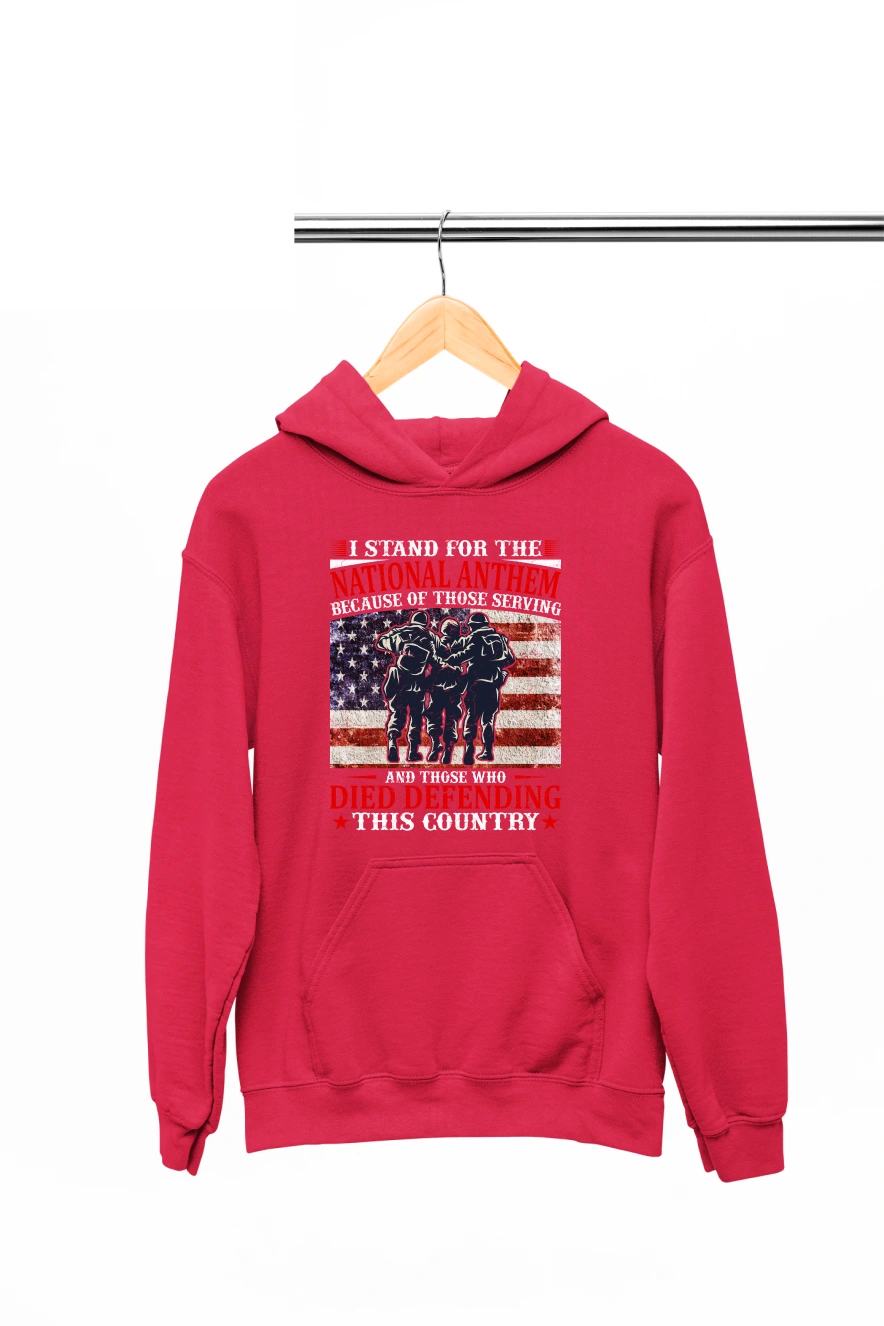 I Stand for the National Anthem Hoodie (Red, S)