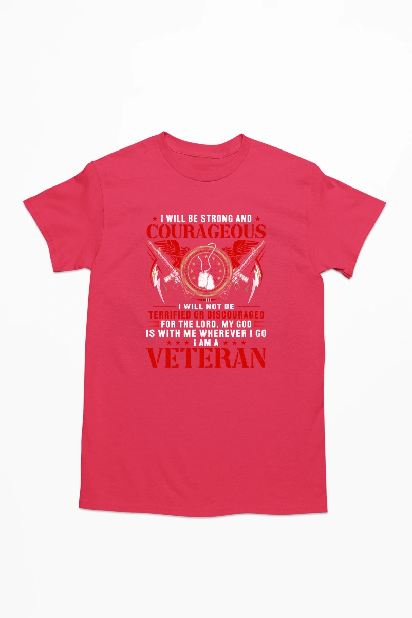 I Will Be Strong and Courages Men's Tshirt (Red, S)