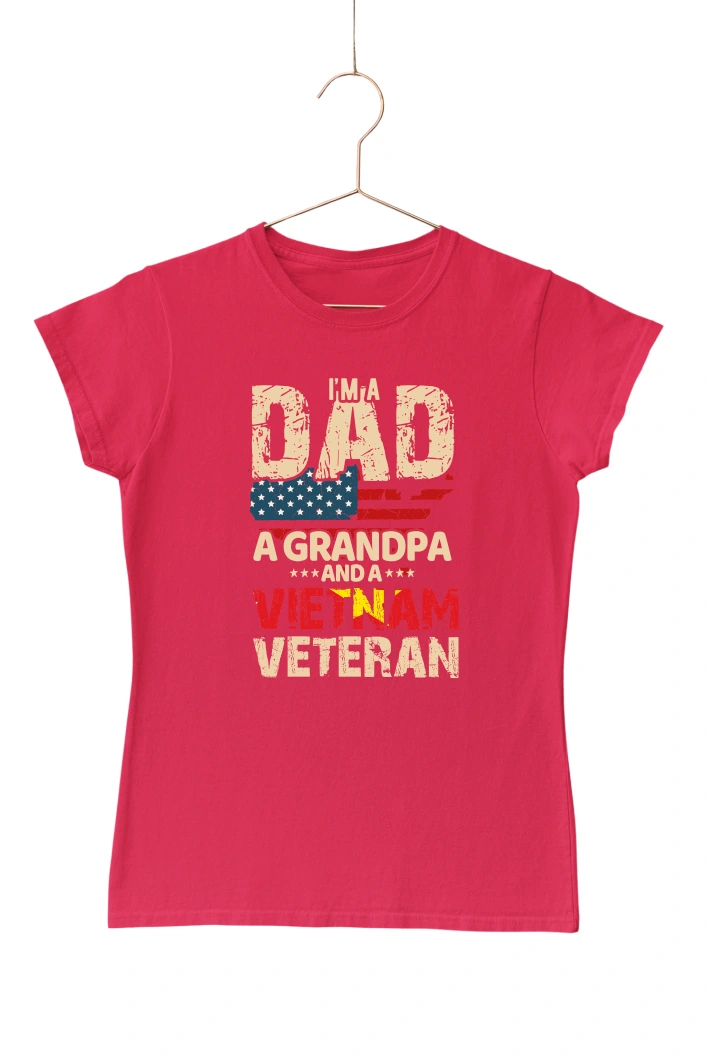 I'm a Dad a Grandpa and a Vietnam Veteran Women's Tshirt (Red, S)