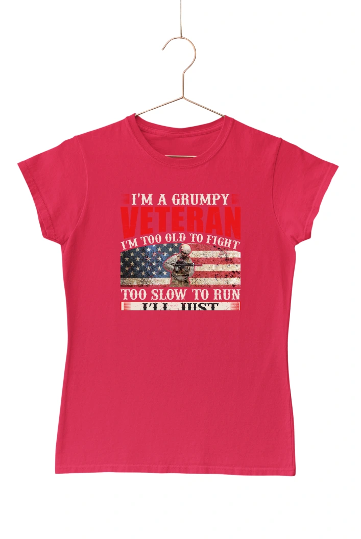 I'm a Grumpy Veteran Women's Tshirt (Red, S)