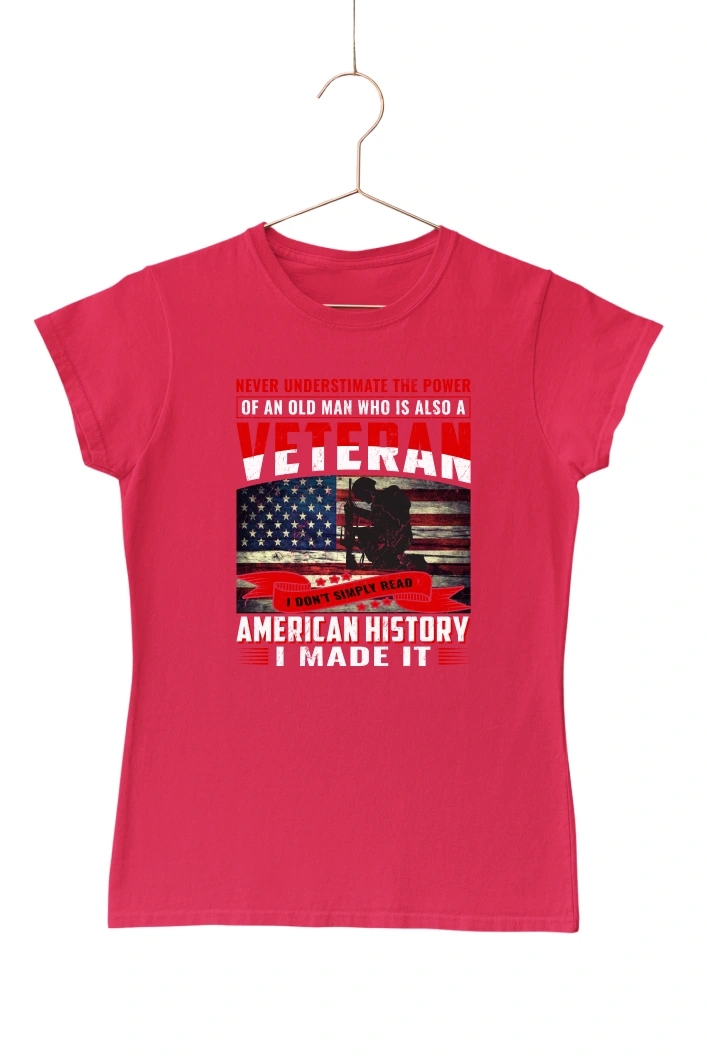 Never Underestimate the Power of an Old Who is Also a Veteran Women's Tshirt (Red, S)