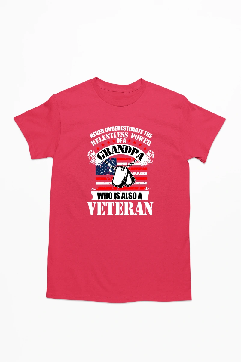 Never Underestimate the Relentless Power of a Grandpa Men's Tshirt (Red, S)