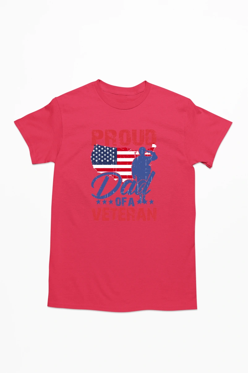 Proud Dad of a Veteran Men's Tshirt (Red, S)