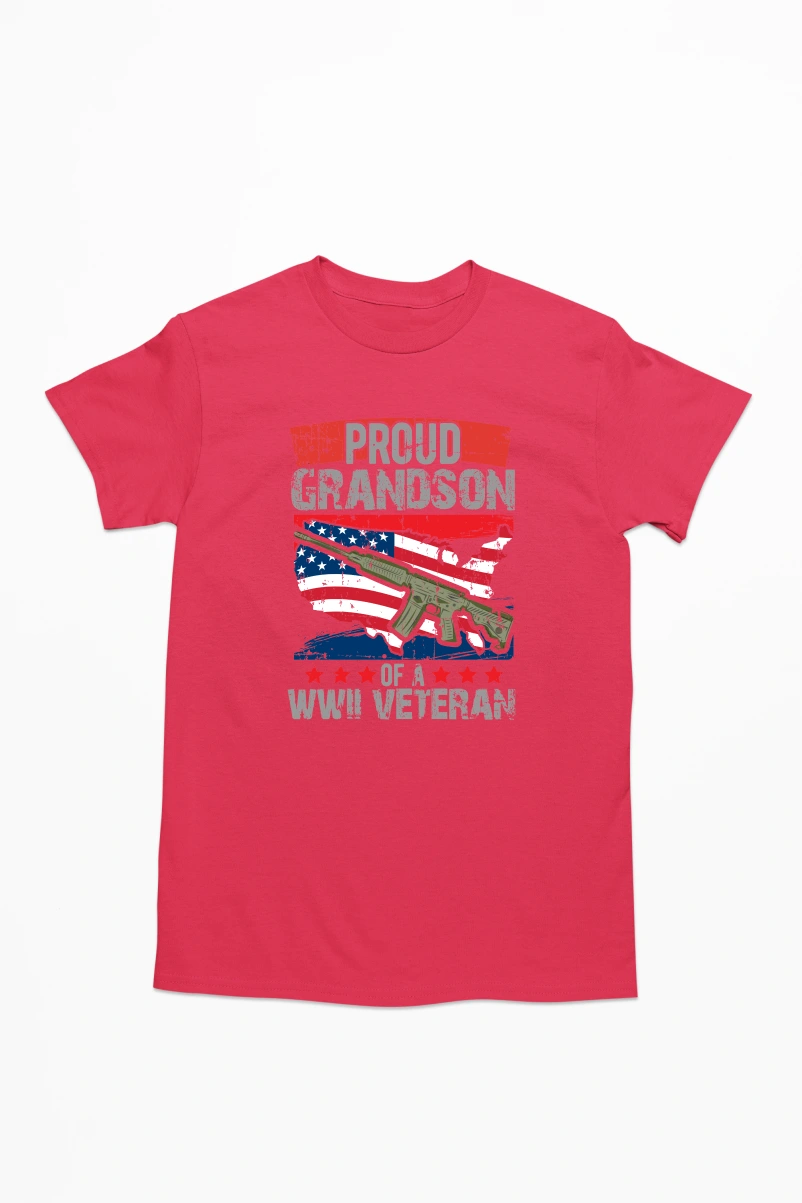 Proud Grandson Of a WWII Veteran Men's Tshirt (Red, S)