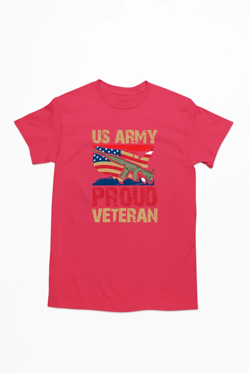 Us Army Proud Veteran Ver.2 Men's Tshirt (Red, S)