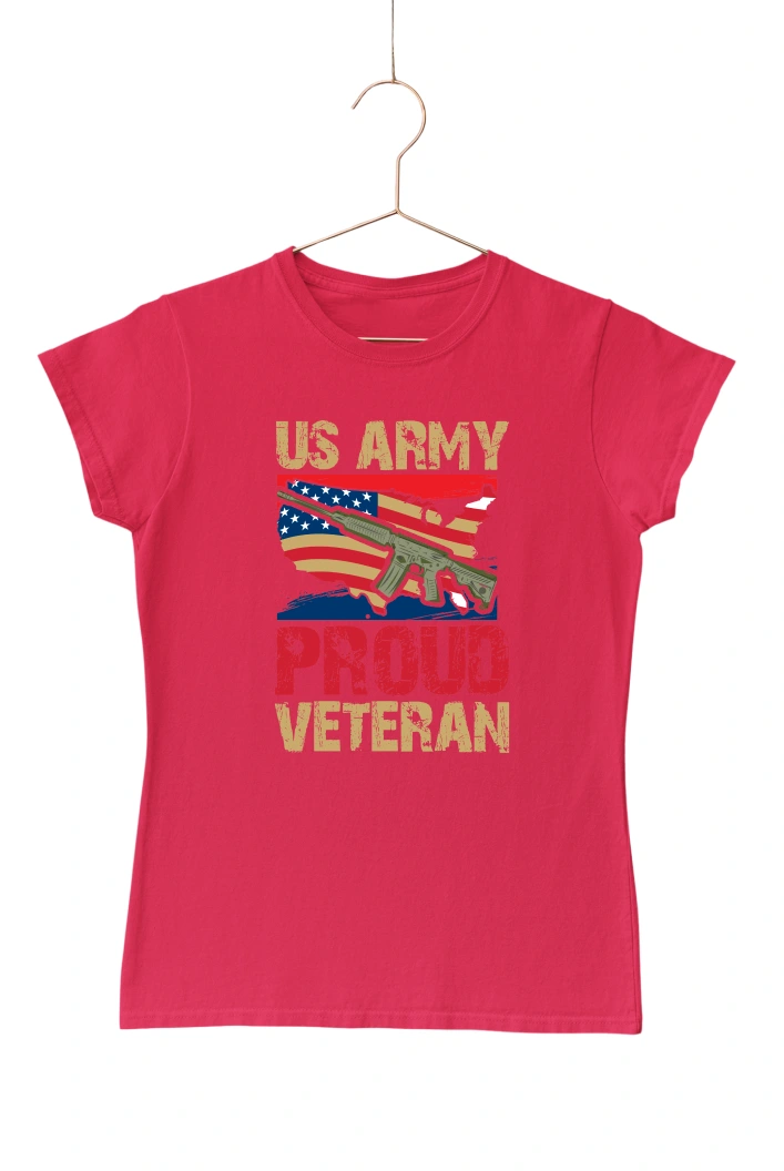 Us Army Proud Veteran Ver.2 Women's Tshirt (Red, S)