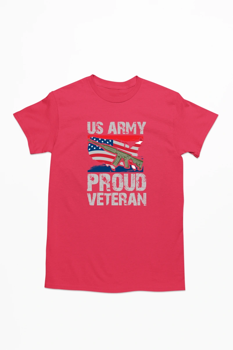 Us Army Proud Veteran Men's Tshirt (Red, S)