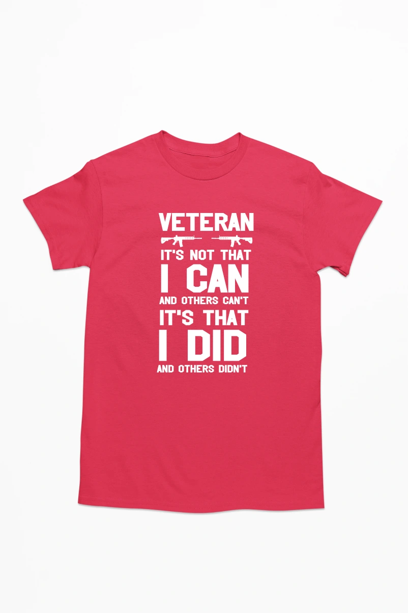 Veteran I'ts Not that I Can and Others Can't It's That I Did and Others Didn't Men's Tshirt (Red, S)