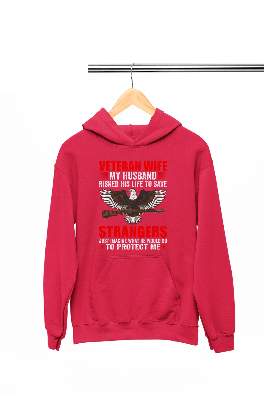 Veteran Wife My Husband Risked His Life to Save Strangers Hoodie (Red, S)